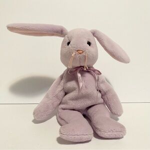 TY Beanie Babies Hoppity Purple Bunny Plush 1996 Easter Stuffed Animal Vintage